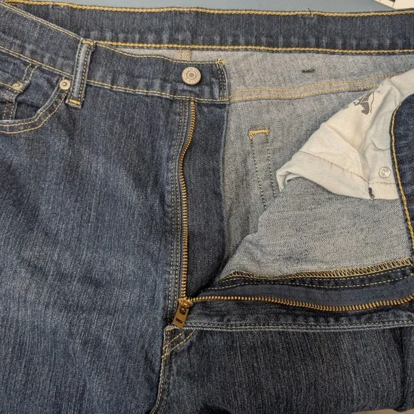 Levi's 505 Regular Fit Men 40x30 Dark Wash Indigo Stretch Straight Leg Jeans - Picture 9 of 14